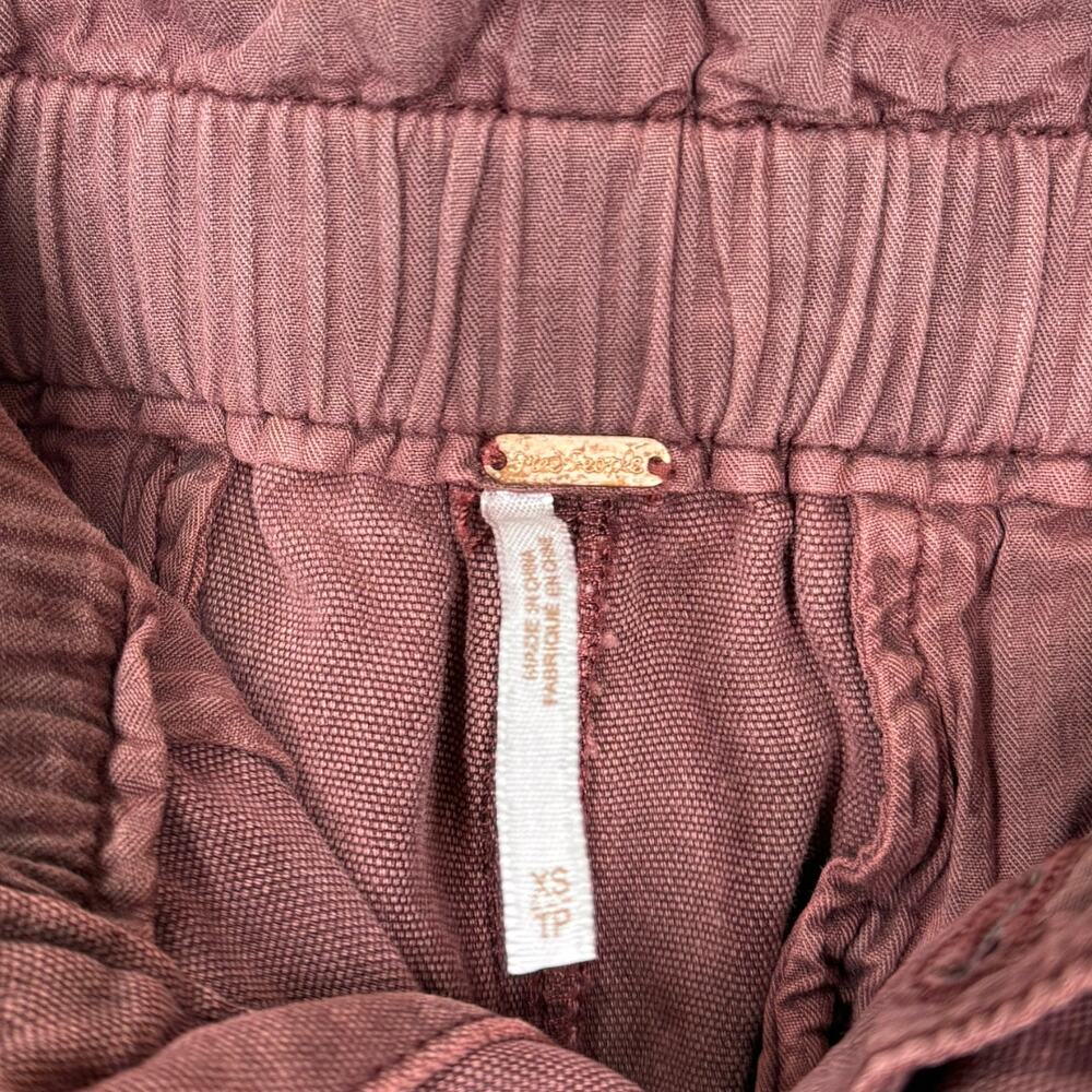 Free People Margate Pleated Trouser XS Wine Burgundy Paperbag Parachute Boho - Picture 6 of 8